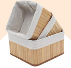 3 Panier de Rangement en Bambou avec Doublure en Tissu
