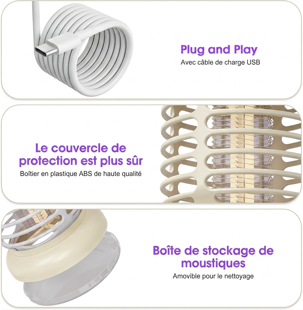 Lampe anti-moustiques portable 3 en 1