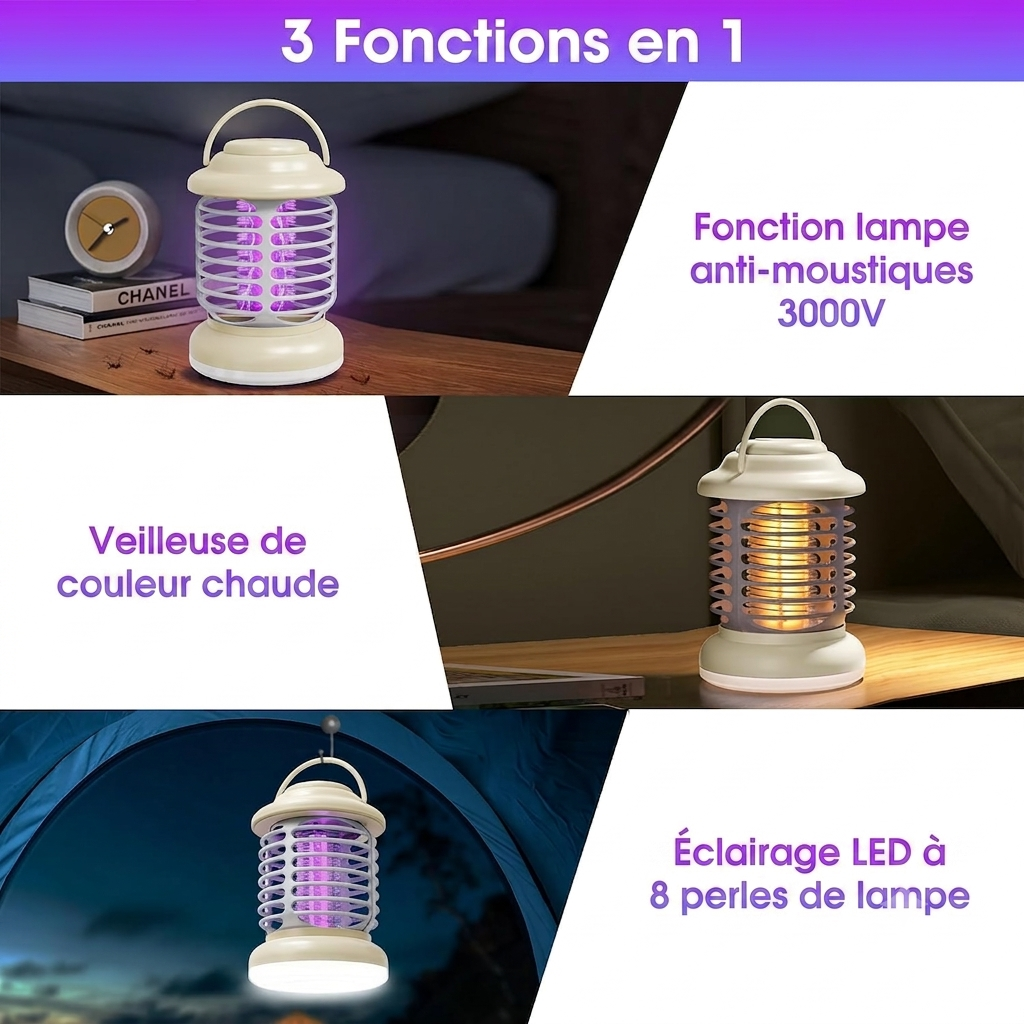 Lampe anti-moustiques portable 3 en 1