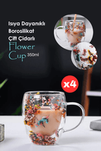 Adoptez ces tasses en verre borosilicate double paroi au décor floral délicat ! Parfaites pour préserver la température de vos boissons (café, thé, cocktails) sans condensation. Avec leur capacité de 350ml et leur pack de 4, elles subliment les tables à manger, les bureaux ou les cadeaux. Résistantes au lave-vaisselle et aux chocs thermiques, alliant esthétique et durabilité !