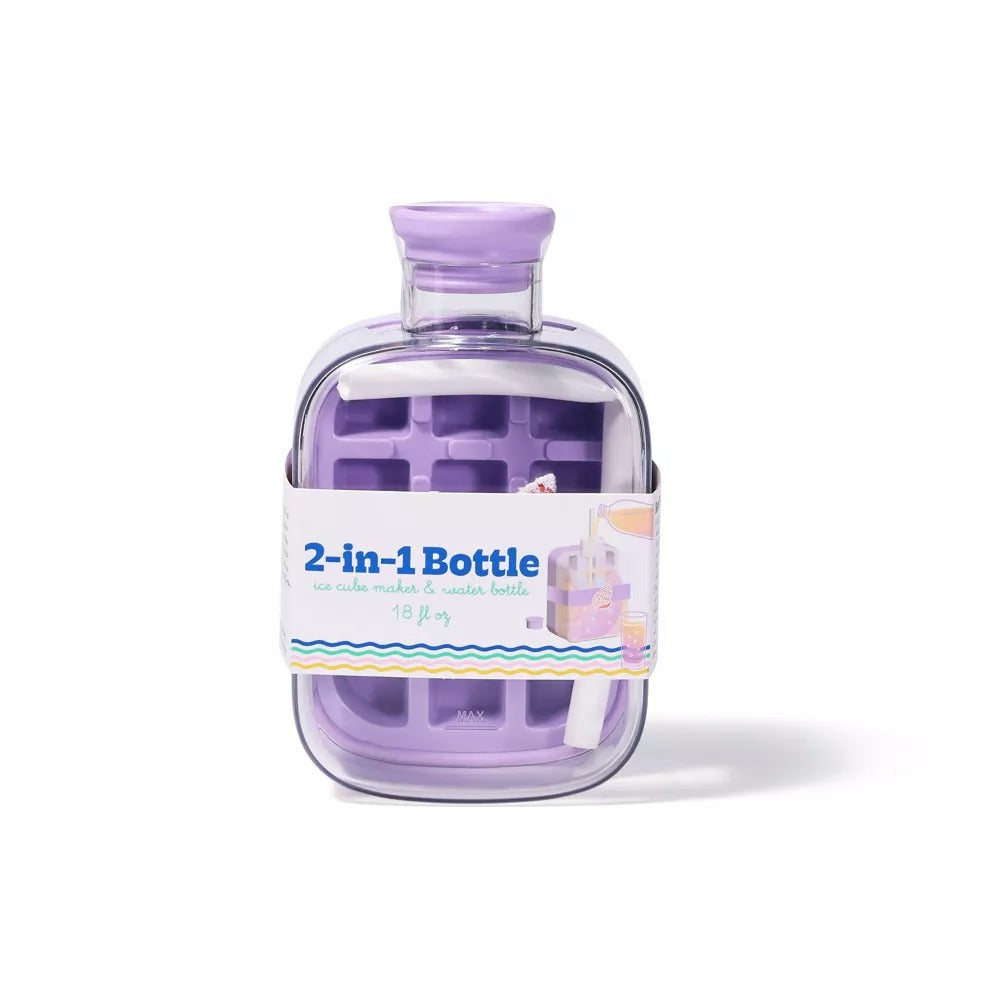 Bouteille à Glaçons 2-en-1 avec Paille